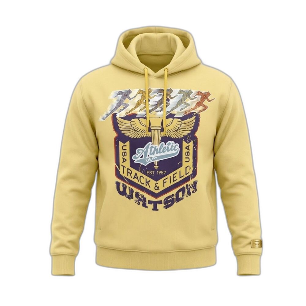 Watson Luxe Track & Field Hoodie XL Yellow Heavyweight French Terry NWT